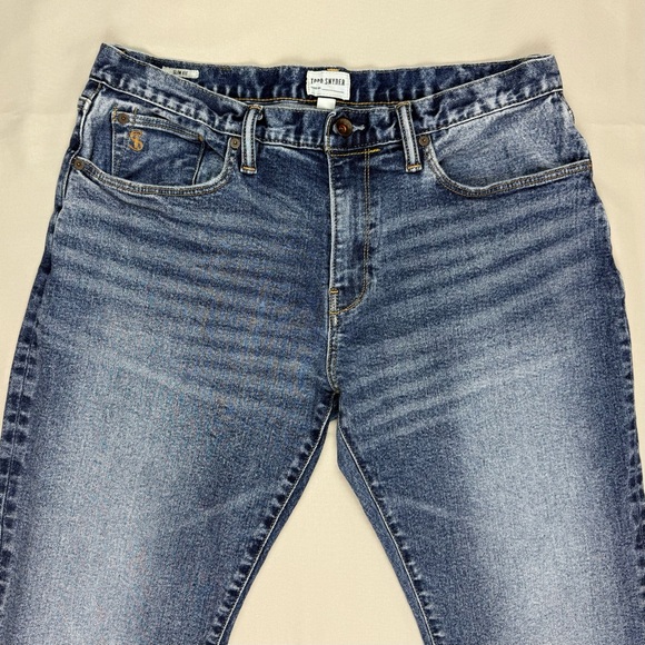 Todd Snyder Mens Stretch 5 Pocket Jeans 34 x 29 Slim Fit Washed Blue Denim C6 - Picture 6 of 13